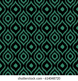 Antique seamless green background hand drawn round curve kaleidoscope