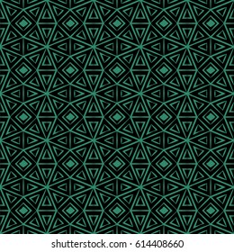 Antique seamless green background octagon triangle check geometry