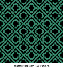 Antique seamless green background pixel diamond check