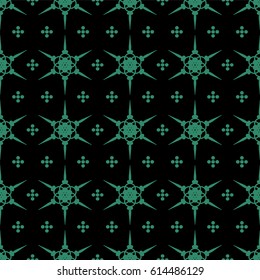 Antique seamless green background point round cross flower