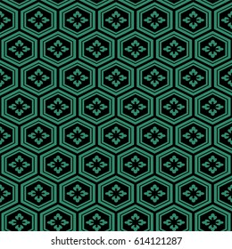Antique seamless green background polygon frame flower