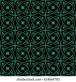 Antique seamless green background round cross geometry line