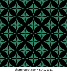 Antique seamless green background round cross geometry