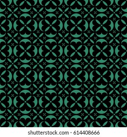 Antique seamless green background round curve cross geometry