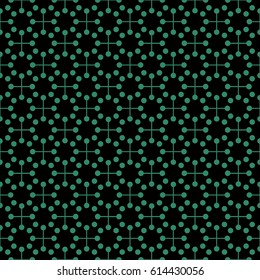 Antique seamless green background round dot circle cross line