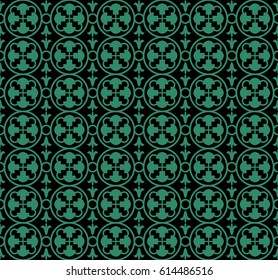 Antique seamless green background round geometry cross flower