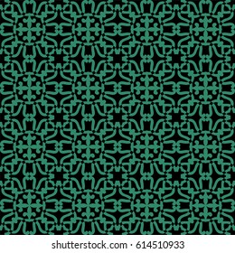 Antique seamless green background round curve kaleidoscope line