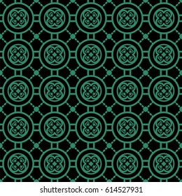 Antique seamless green background round heart cross