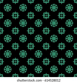 Antique seamless green background round flower geometry