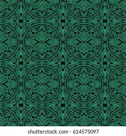 Antique seamless green background round cross outline
