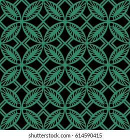 Antique seamless green background round square cross