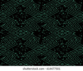 Antique seamless green background sawtooth geometry cross line