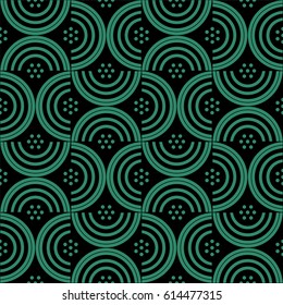 Antique seamless green background semi round cross line