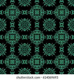 Antique seamless green background spiral cross kaleidoscope
