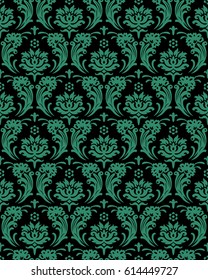 Antique seamless green background spiral cross flower leaf