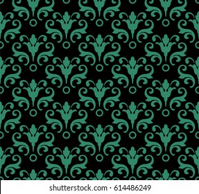 Antique seamless green background spiral curve flower