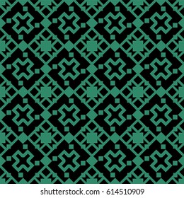 Antique seamless green background square geometry cross