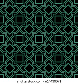 Antique seamless green background star square cross line
