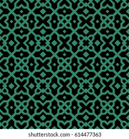 Antique seamless green background star cross geometry kaleidoscope