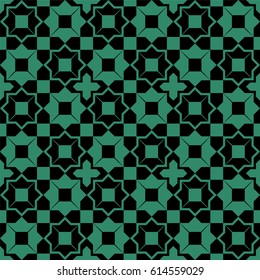 Antique seamless green background star cross geometry square