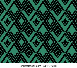 Antique seamless green background triangle geometry golden line