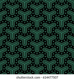 Antique seamless green background triangle round dot cross line
