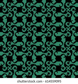 Antique seamless green background vine square spiral flower