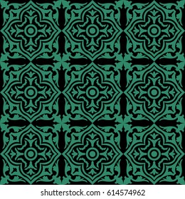 Antique seamless green background vine cross kaleidoscope