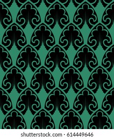 Antique seamless green background vintage nature garden leaf