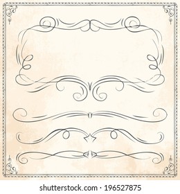 antique set of old-fashioned vector dividers fingers drawn antique line nails fingers texture boundary drawn medieval ornate beauty set art twist decorative traditional swirling banner divider victori