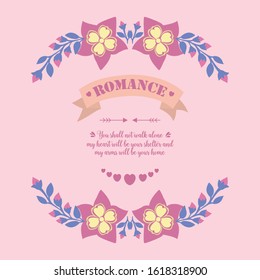 Antique shape of leaf and floral frame, for cute romance greeting card decor. Vector