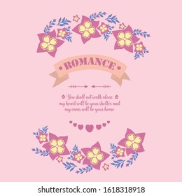 Antique shape of leaf and floral frame, for cute romance greeting card decor. Vector