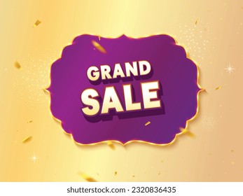 Antique shape marquee light with Grand Sale text on purple background. Sale banner concept.