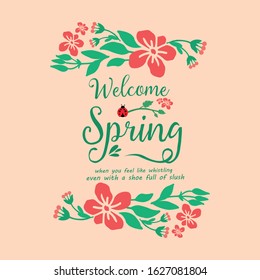 Antique Shape of welcome spring card template, with cute leaf and flower frame. Vector