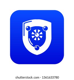 Antique shield icon blue vector isolated on white background
