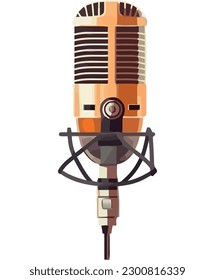 Antique shiny microphone illustration over white