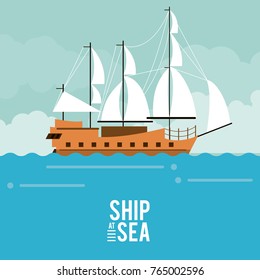 Antique ship at sea