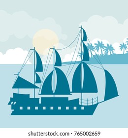 Antique ship at sea
