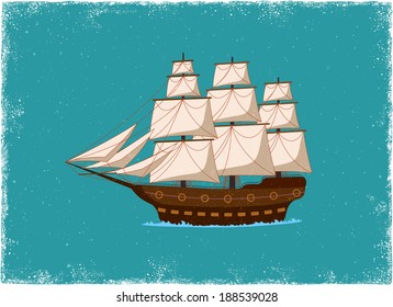 Antique Ship in vintage vector style