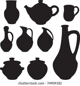 antique silhouette set ware. Vector