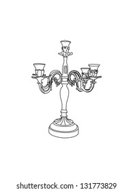 Antique silver candlestick isolated on white background