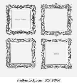 antique square decorative vintage painting frame vector illustration set