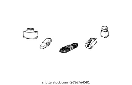 antique stationery handdrawn engraving doodle collection