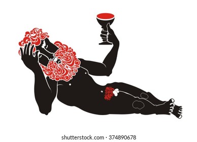 Antique statue with a cup. Vector illustration