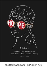 antique statue in hope sunglasses  illustration