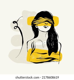Antique statues illustration. Modern card, wall art. Yellow and Black shape. Line art.