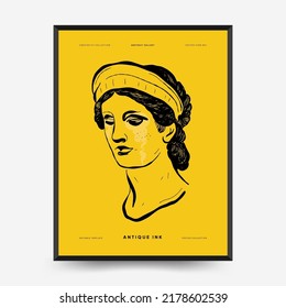 Antique statues vertical posters template. Modern card, wall art.