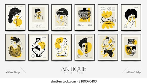 Antique statues vertical posters template. Modern card, wall art.