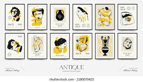 Antique statues vertical posters template. Modern card, wall art.