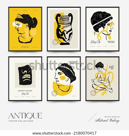 Antique statues vertical posters template. Modern card, wall art.